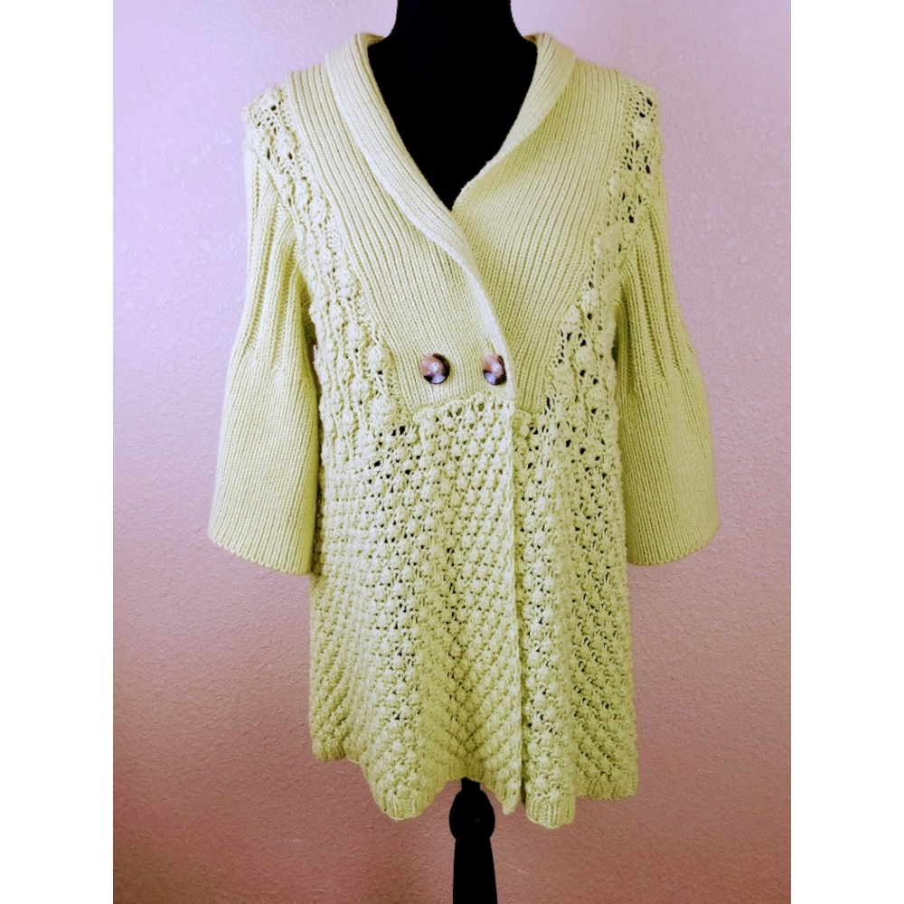 Boo Gemes chunky bell sleeve chartreuse sweater